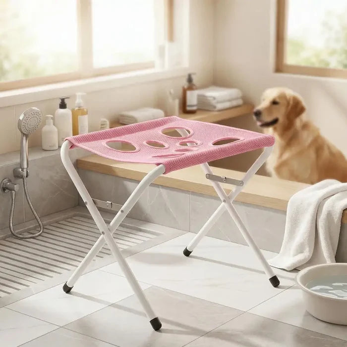 Dog Grooming Hammock with Foldable Table Stand – Pet Bathing & Trimming Station