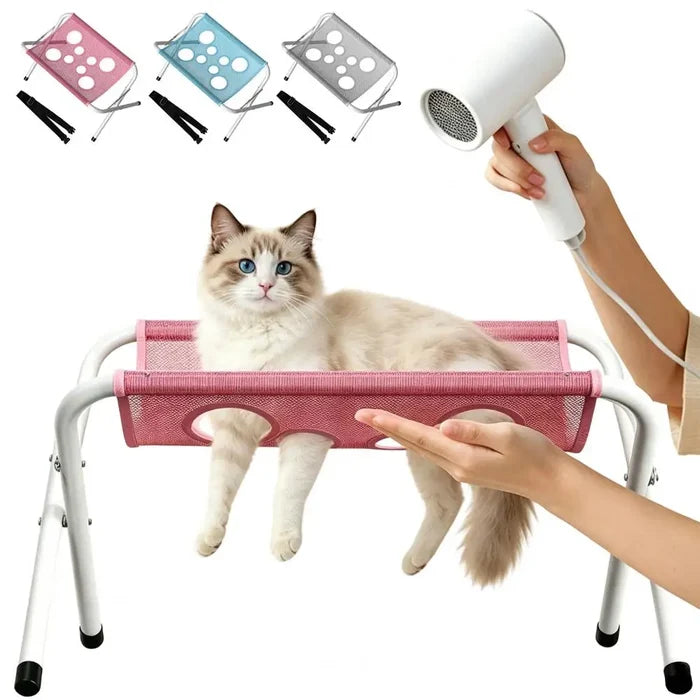 Dog Grooming Hammock with Foldable Table Stand – Pet Bathing & Trimming Station