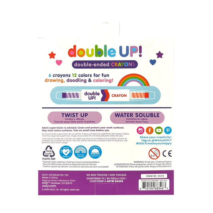 Double Up! Double-Ended Crayons (Set of 6 / 12 Colors) - Posh West Boutique