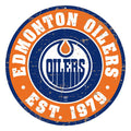 Edmonton Oilers Sign - 22" Round Distressed Logo