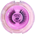 Pink container with false eyelashes branded 'Medusa's Make-Up' on a white background