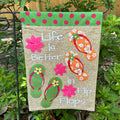 Flip Flop Floral Burlap 2-Sided Garden Flag - Posh West Boutique