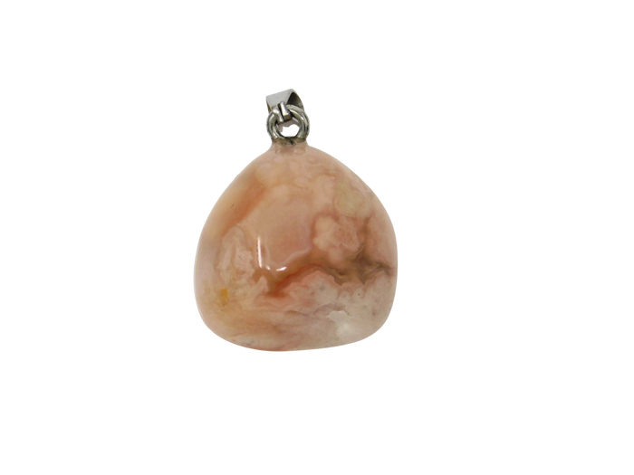 flower agare pendant with silver chain on a white background