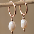 Fresh Water Pearl Hoop Earrings