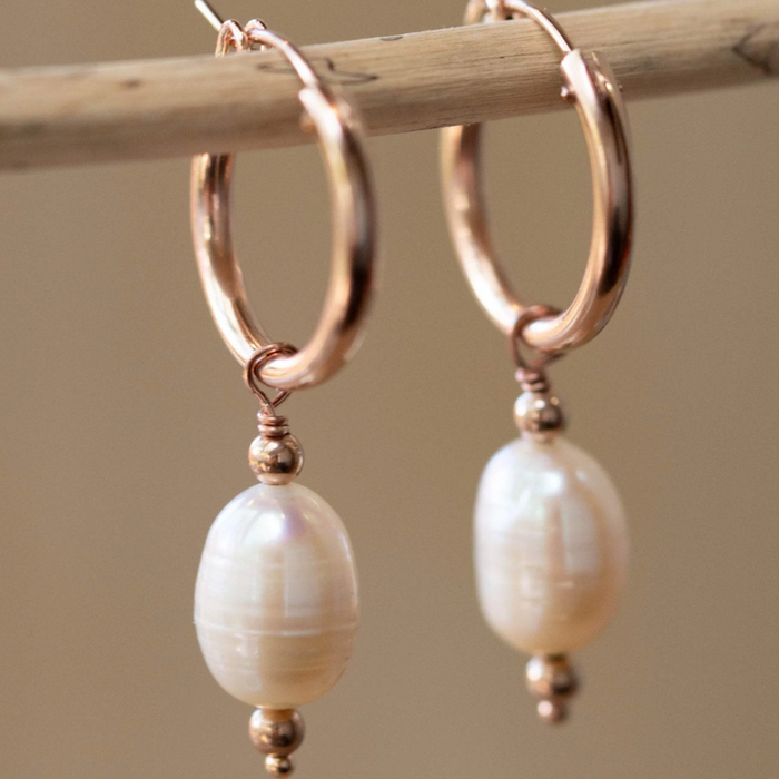 Fresh Water Pearl Hoop Earrings