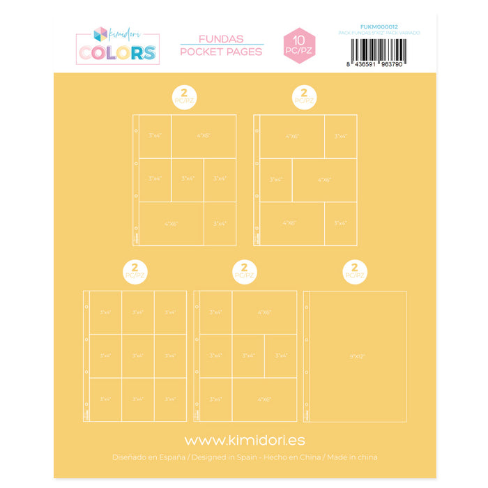 Fundas Kimidori Colors 9"x12" Pack
variado