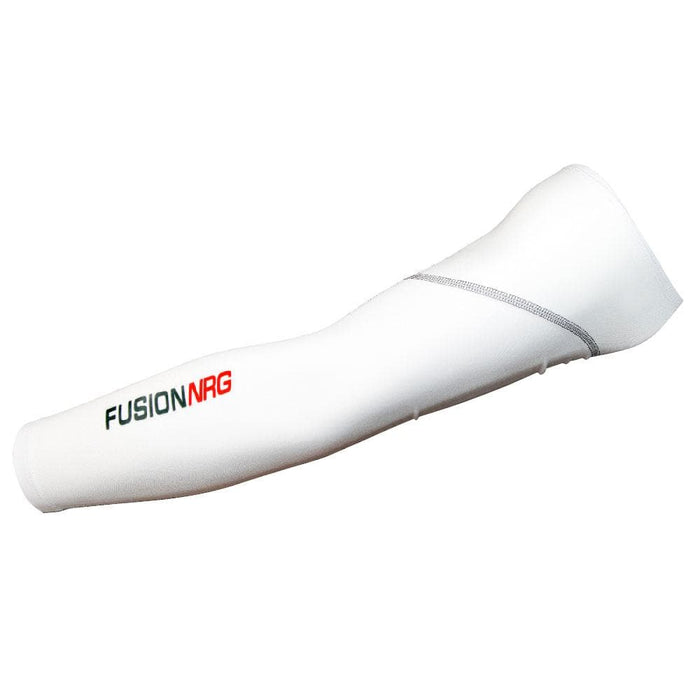 White arm sleeve with 'Fusion NRG' branding on a white background