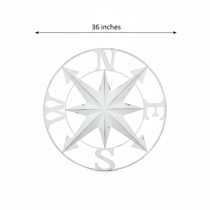 Distressed White Compass - Product Dimensions