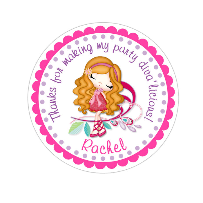 Glamor Diva Personalized Sticker Birthday Stickers - INKtropolis