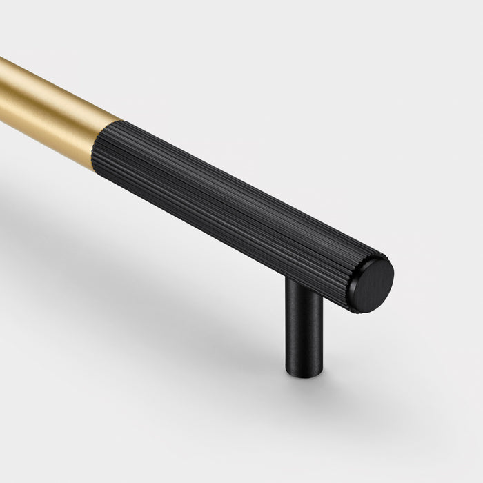 Gold Brass Linear Cabinet Handle with Tip in Black