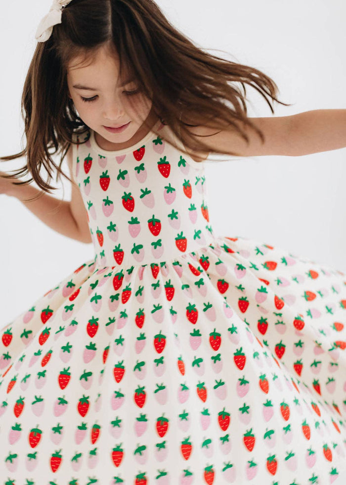 Good Apple Kids - Sleeveless Twirl Dress - Strawberry Blush-Good Apples Kids-treehaus