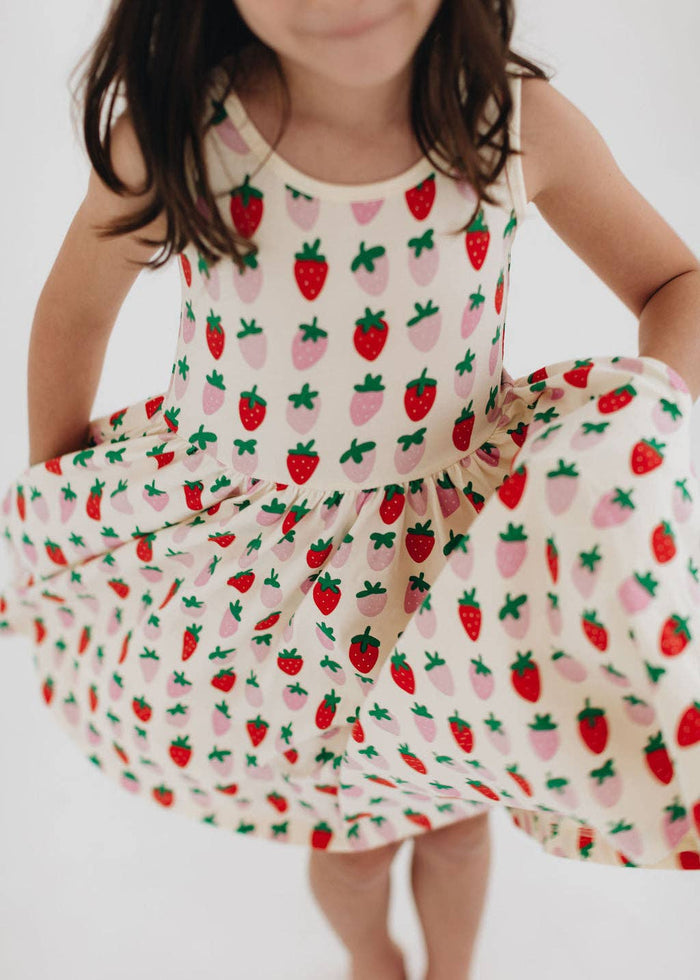 Good Apple Kids - Sleeveless Twirl Dress - Strawberry Blush-Good Apples Kids-treehaus