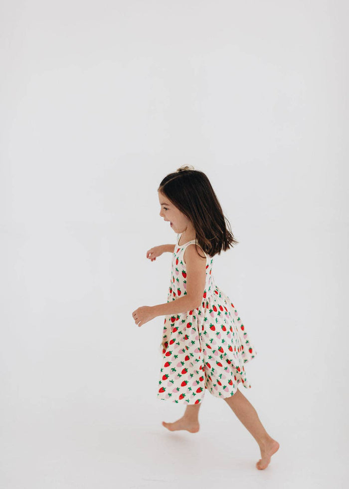 Good Apple Kids - Sleeveless Twirl Dress - Strawberry Blush-Good Apples Kids-treehaus