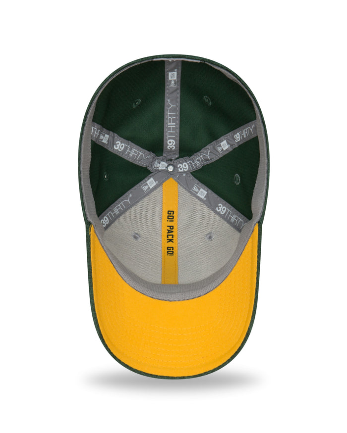 new era,green bay packers,39thirty,3930,on field,sideline,road,away,baseball cap,hat,headwear,clothing accessories,stretch fit,adjustable