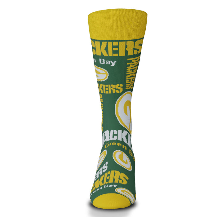 Green Bay Packers Wall to Wall Socks, One Size