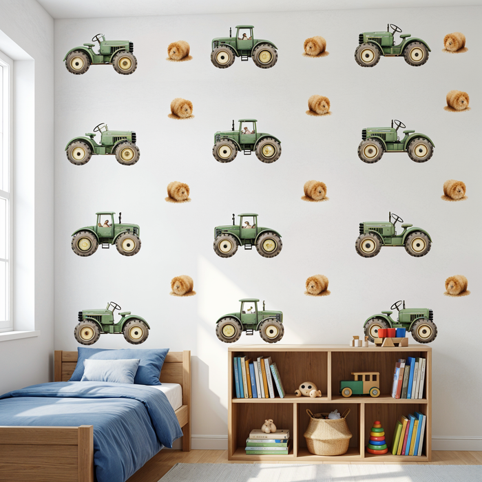 Green Tractor Wall Sticker Set