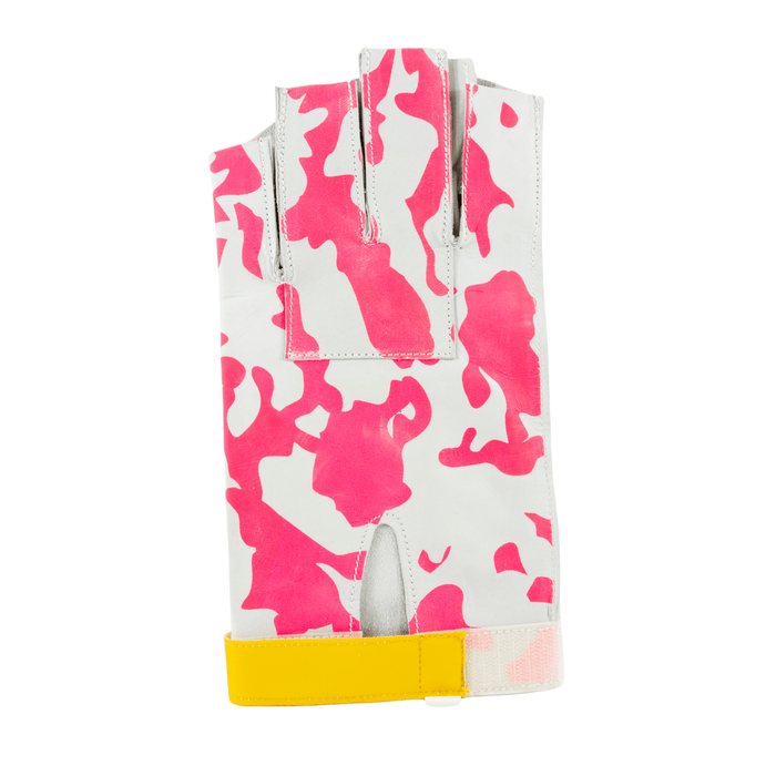 Leather glove for hammer throw. Pink camo