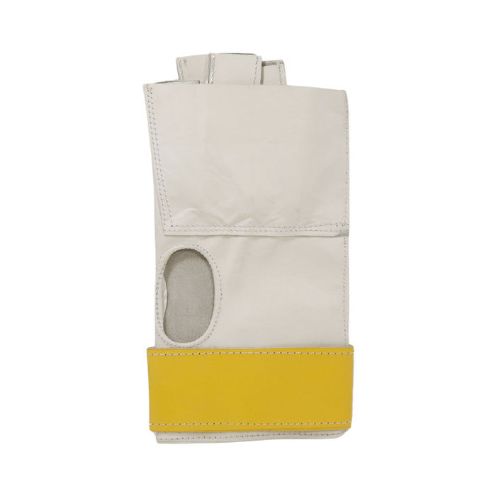 Hammer throwing glove with hook and loop wrist strap. Leather glove.