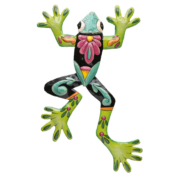 Hand Chiseled and Painted Haitian Oil Drum Metal Frog Decor