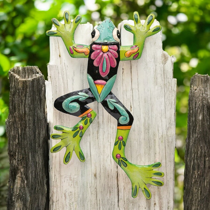 Hand Chiseled and Painted Haitian Oil Drum Metal Frog Decor