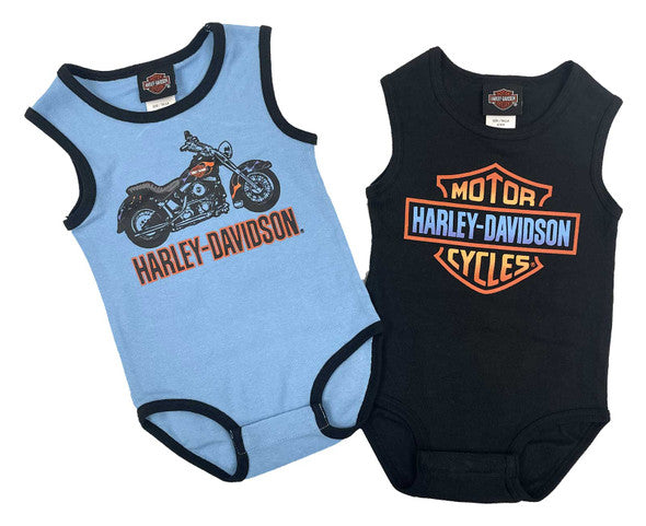 HARLEY DAVIDSON® BOYS 2 PACK INFANT LOGO RIB CREEPER SET