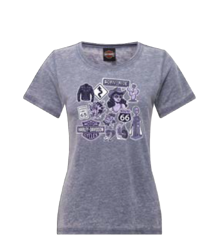 HARLEY-DAVIDSON® COLLAGE - NAVY BURNOUT LADIES  TEE