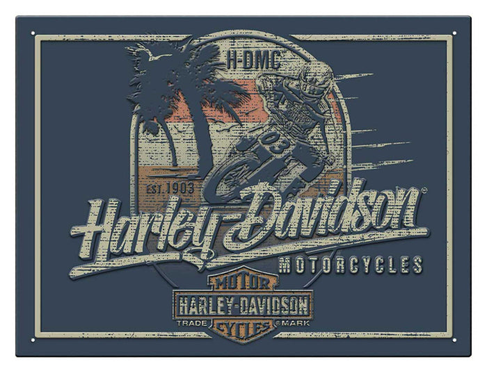 HARLEY-DAVIDSON® EMBOSSED BEACH BIKER TIN SIGN