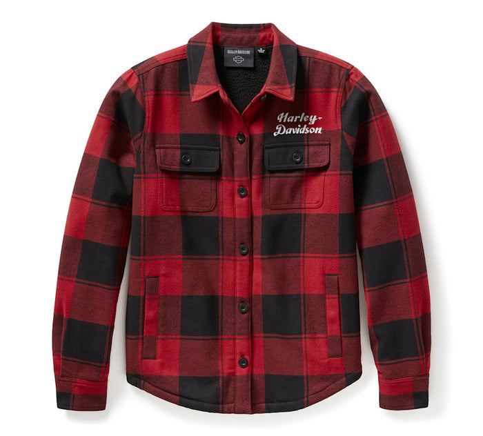 HARLEY-DAVIDSON® LADIES SHIRT - WOVEN RED / BLACK PLAID BLACK