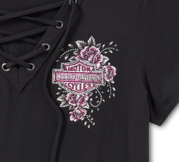 HARLEY-DAVIDSON® LADIES TEE BLING ANGEL WINGS BLACK