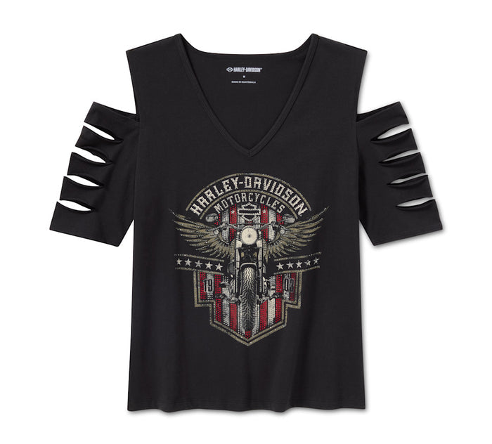 HARLEY-DAVIDSON® LADIES TEE BLING RALLY RIP / REPAIR