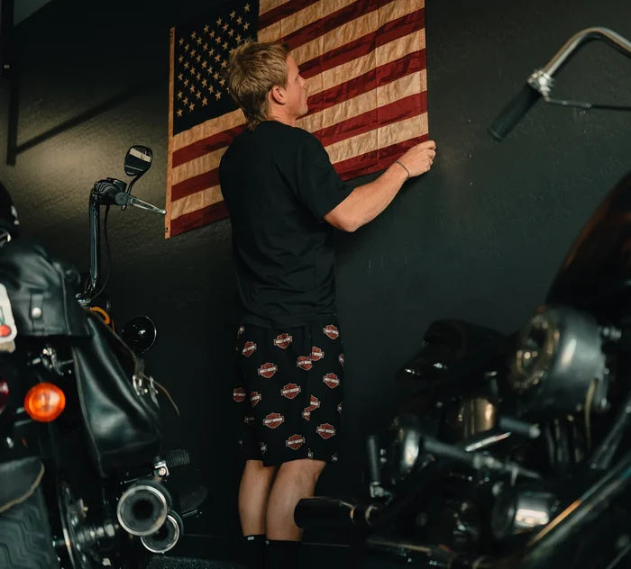 HARLEY-DAVIDSON® MENS BAR & SHIELD PRINT PAJAMA SHORTS SET