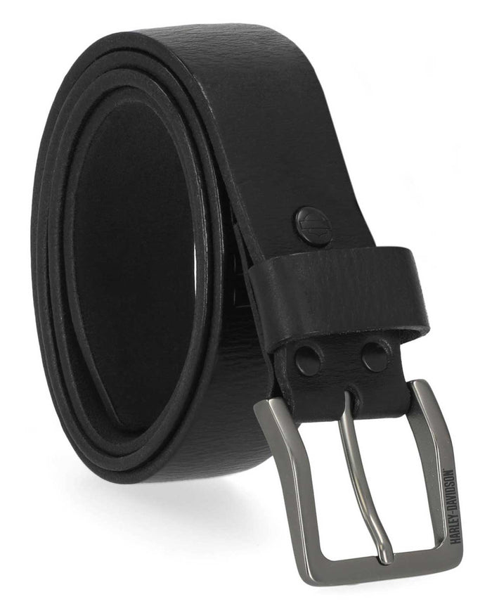 HARLEY-DAVIDSON® MENS BLACK  EMBOSSED LOGO LEATHER BELT