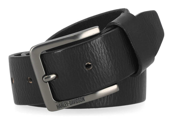 HARLEY-DAVIDSON® MENS BLACK  EMBOSSED LOGO LEATHER BELT