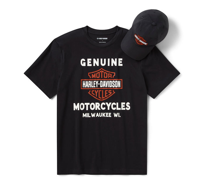 HARLEY-DAVIDSON® MENS HAT/ TEE -WOVEN  KNIT , BLACK