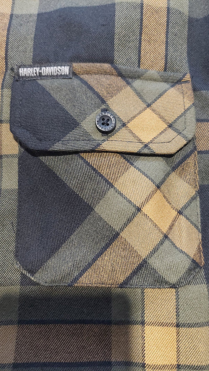 HARLEY-DAVIDSON® MENS SHIRT WOVEN BROWN / BLACK PLAID