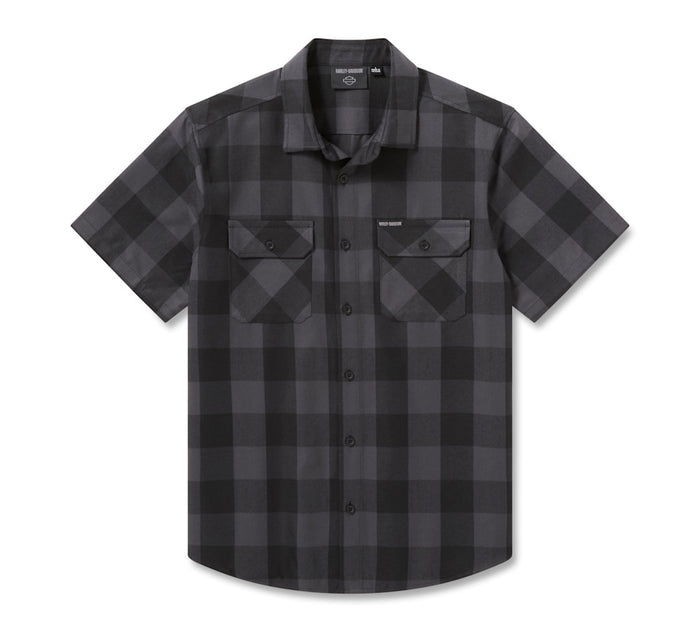 HARLEY-DAVIDSON® MENS SHIRT WOVEN GREY / BLACK PLAID