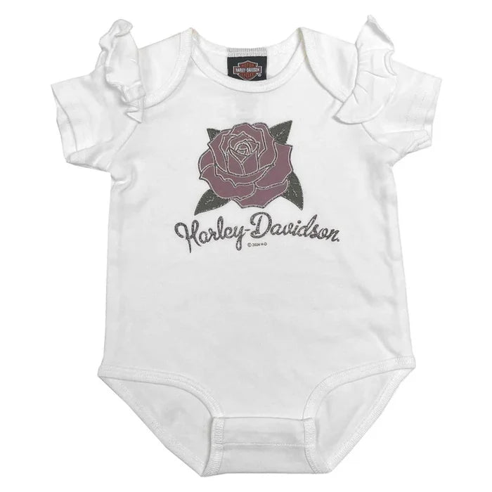 HARLEY-DAVIDSON® NEW BORN GIRL RUFFLE SLEEVE CREEPER