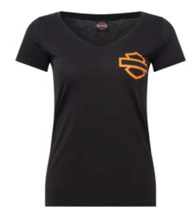 HARLEY-DAVIDSON® OPEN B&S ON BLACK  LADIES TEE