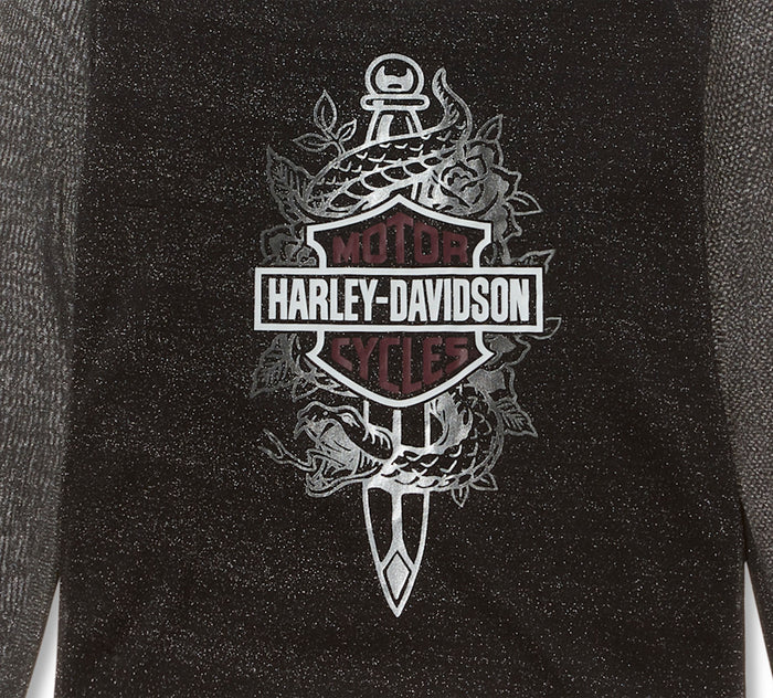 HARLEY-DAVIDSON® WOMENS BLACK METALLIC TOP