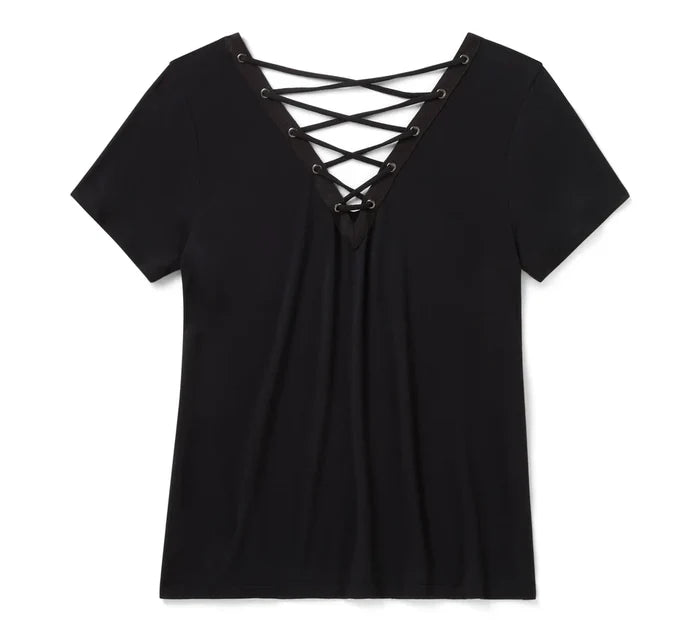 HARLEY-DAVIDSON® WOMENS BLING TEE BLING LACE BLACK HD AFTERLIFE