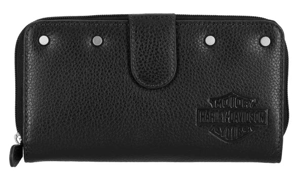 HARLEY-DAVIDSON® WOMENS CORE STUD TAB CLUTCH LEATHER WALLET