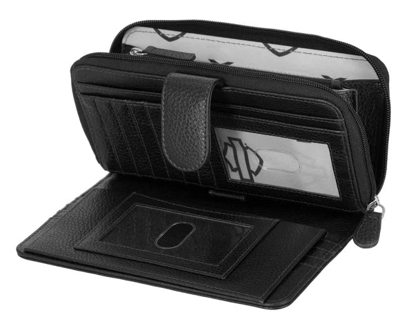 HARLEY-DAVIDSON® WOMENS CORE STUD TAB CLUTCH LEATHER WALLET