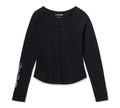 HARLEY-DAVIDSON® WOMENS HENLEY KNIT BLING  BLK