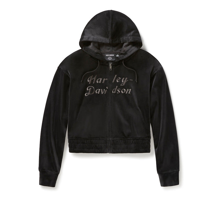 HARLEY-DAVIDSON® WOMENS HOODIE VELOUR BLACK JACKET