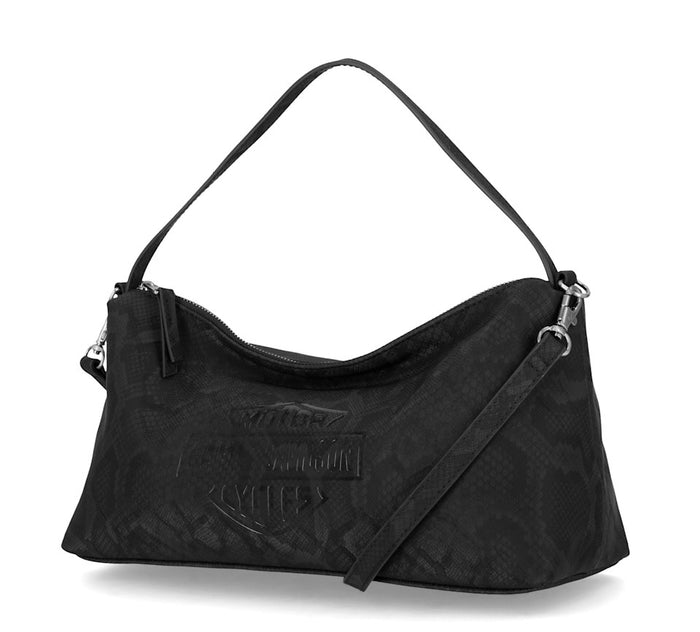 HARLEY-DAVIDSON® WOMENS SNAKE SHORT /  SHOULDER BLACK BAG