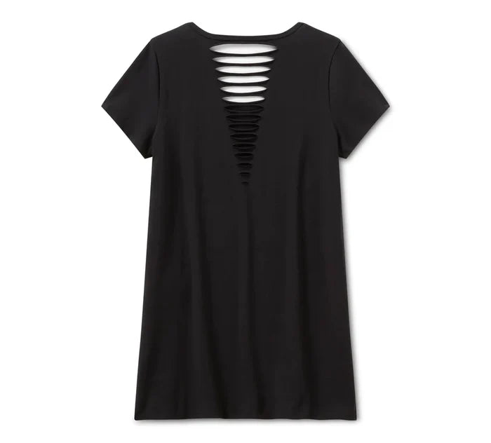 HARLEY-DAVIDSON® WOMENS TEE KNIT BLING FLAMING IRON EAGLE BLK