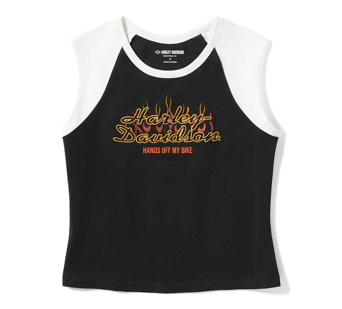 HARLEY-DAVIDSON® WOMENS TOP KNIT BLACK  / OFF WHITE COLORBLOCK