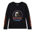 HARLEY-DAVIDSON® WOMENS TOP KNIT BLING RIP/REPAIR WILD RIDE BLK