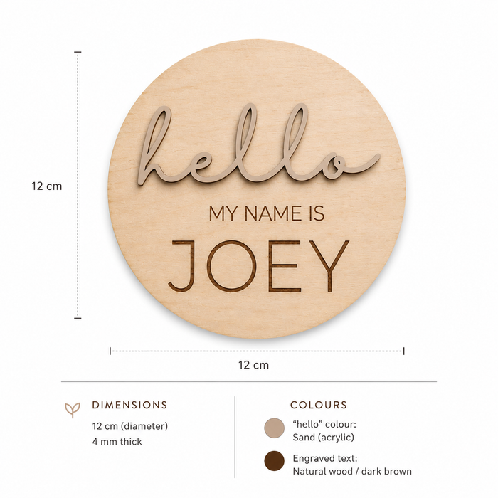"Hello My Name Is" Birth Announcement Disc