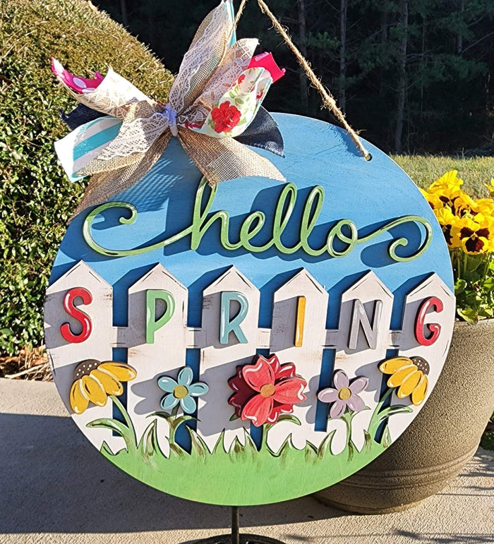 Hello Spring Fence Round